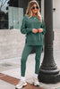 Black Solid Color Oversize Slit Sweatshirt Ribbed Leggings 2pcs Set