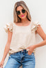 Beige Textured Bow Knot Frilled Butterfly Sleeve Blouse