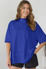 Beau Blue Solid Color High Neck Oversize Tee
