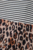 Black Striped Leopard Print Patchwork Button Up Womens Shirt