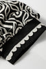 Black Geometric Print Contrast Scallop Color Block Patchwork Short Sleeve Blouse