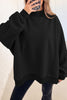 Black Oversize Drop Shoulder Reversible Mock Neck Sweatshirt