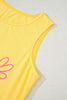 Yellow Cream Flower Graphic Casual Tank Top