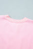 Pink Colorblock Polka Dot Contrast Trim Oversized Sweatshirt