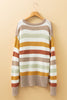 Multicolour Stripe Drop Shoulder Crew Neck Sweater