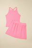 Sachet Pink Slim Tank Top Elastic Waist Mini Skort 2pcs Outfit