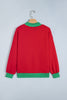 Tomato Red Polka Dot Letter Print Contrast Trim Mock Neck Sweatshirt