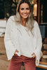 White Hollowed Detail Wide Sleeve Loose Pullover Sweater