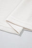 White Textured Color Block Denim Patchwork Polo Collar Tee