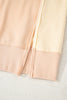 Beige Color Block Patchwork Split Hem Casual Sweatshirt