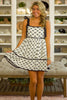 White Bow Knot Color Contrast Trim Knotted Shoulder Mini Dress