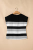 Black Stripe Mixed Print Crew Neck Cap Sleeve T Shirt