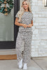 Beige Leopard Print Casual Tee and Pants 2pcs Outfit