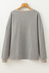 Gray Thermal Pullover Loose Sweatshirt