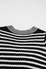 Black Stripe Short Sleeve Knit V Neck Bow Knot Sweater