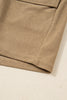 Camel Corduroy Buttoned Front Faux Pockets Mini Skirt
