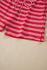 Red Stripe Puff Short Sleeve T Shirt Matching Shorts Set