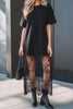 Red Sandalwood Floral Patchwork Short Sleeve T Shirt Loose Maxi Dress