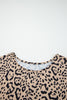 Khaki Leopard Print Long Batwing Sleeve Loose Top