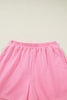 Sachet Pink Plaid Contrasted Double Christmas Tree Patched Raglan Sleeve Pullover 2pcs Short Set