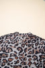 Brown Leopard Mock Neck Mesh Long Sleeve Top