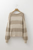 Khaki Striped Color Block Brushed Knit Bow Tie Front Sweater Cardigan