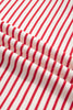 Red Stripe Quarter Zip Polo Collar T Shirt Dress with Pockets