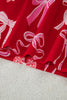Red Sweet Bow Print Ruffled Short Sleeve Shirt Shorts 2pcs Pajama Set