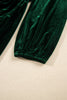 Blackish Green V Neck Long Sleeve Velvet Loose Fit Plus Size Dress