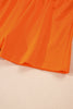 Orange Varsity Stripe Detail Drop Shoulder Pullover Mini Skirt Set