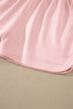 Light Pink Solid Color Exposed Seam Mock Neck Oversize Tee Casual Shorts 2pcs Outfit