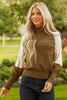 Desert Palm Colorblock Raglan Puff Sleeve Mock Neck Sweater