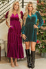 Evergreen Velvet Short Sleeve Shirred Waist Tiered Maxi Dress