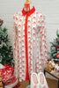White Father Christmas Contrast Collar Button Front Long Sleeve A-line Mini Dress