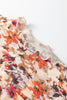Red Lettuce Trim Floral Print Mesh Long Sleeve Top