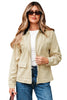 Parchment Contrast Leather Collar Textured Zip Up Jacket