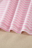 Pink Stripe Cuffed Short Sleeve Contrast Mock Neck Tee Dress