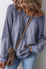 Light Grey Solid Waffle Knit Patchwork Raglan Sleeve Sweatshirt