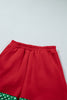Racing Red Polka Dot Trim Baggy Pullover 2pcs Short Set