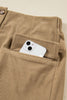 Camel Corduroy Buttoned Front Faux Pockets Mini Skirt