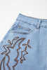 Beau Blue Western Embroidered Denim Mini Skirt