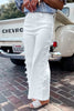 White Bow Knot Side Detail Straight Leg Loose Jeans