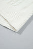 Beige Solid Color Cable Detail Knit Loose Round Neck Sweater