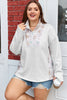 Gray Camo Leaves Patchwork Zipped Collar Pullover Plus Size Sweatshirt