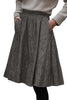 Brown Solid Color Textured Pleated Midi Skirt