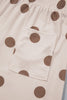 Beige Polka Dot Wide Leg Elastic Waist Casual Pants