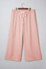 Pink Stripe Drawstring Plus Size Loose Pants