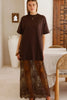 Red Sandalwood Floral Patchwork Short Sleeve T Shirt Loose Maxi Dress