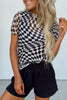 Black Checker Mesh Crew Neck T Shirt