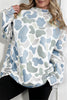 Sky Blue Camouflage Western Style Pullover Sweatshirt